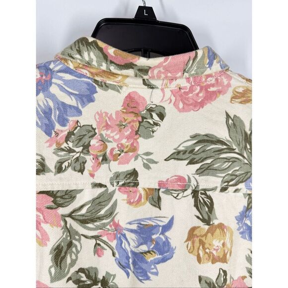 Vintage 80's Jolly floral cotton denim cropped jean jacket size large - Picture 5 of 7